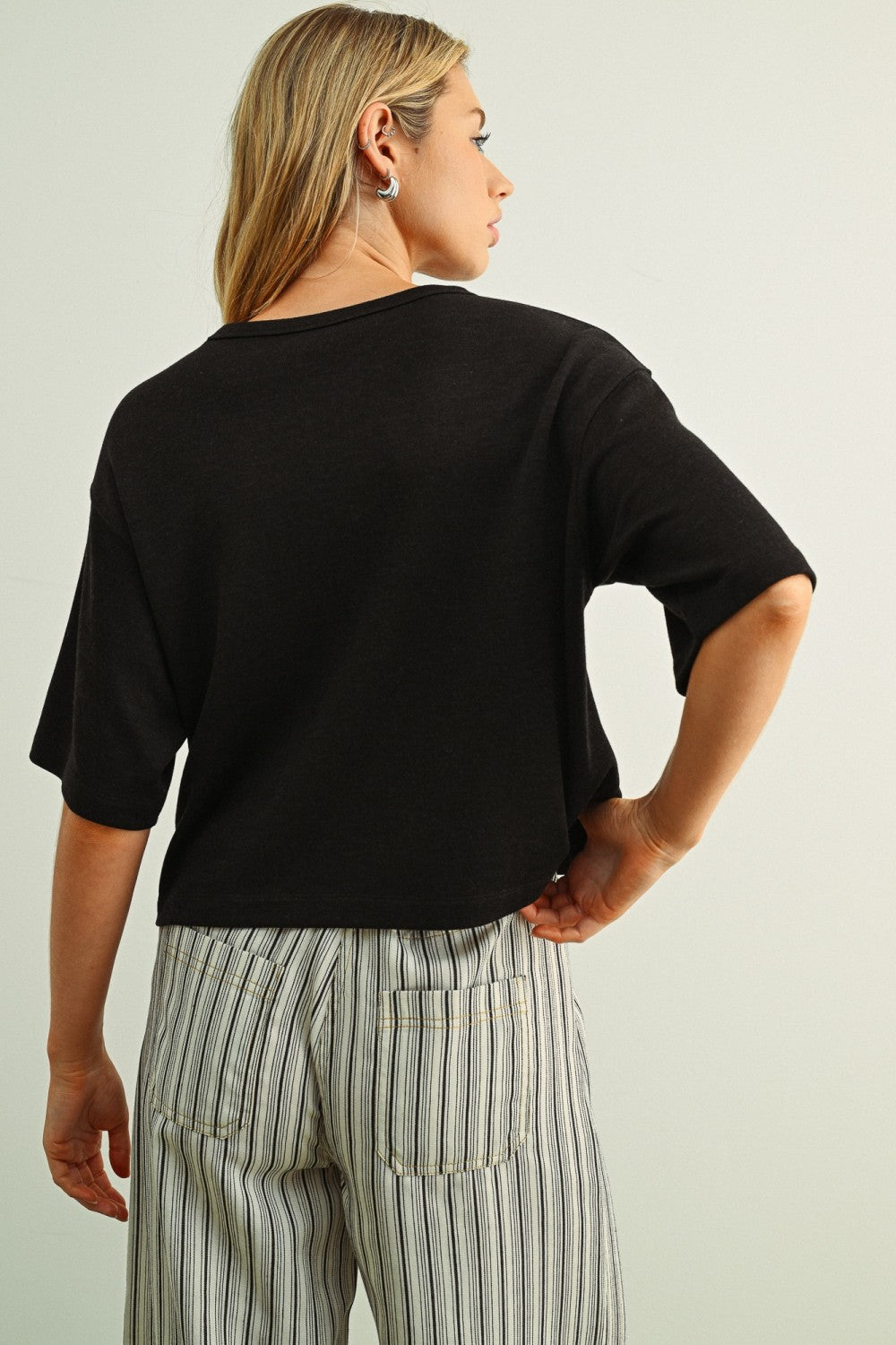 Soft Brushed Fabric Short Sleeve Top