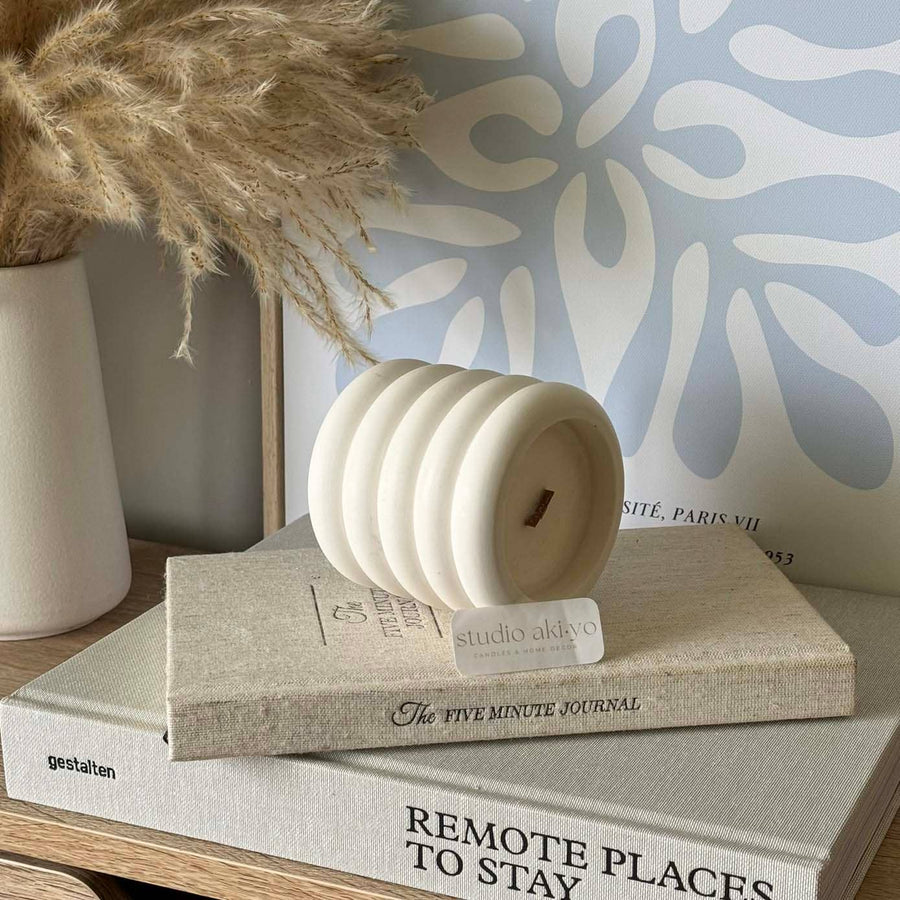 Sea Salt + Sage Soy Wax Candle | Crackling Wood Wick | Zen : Asymmetrical Jar - 8oz