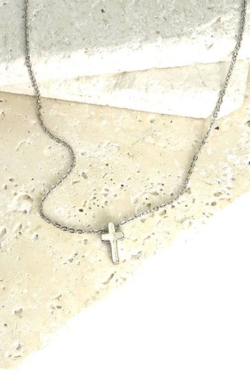 Classic Mini Cross Necklace-Silver