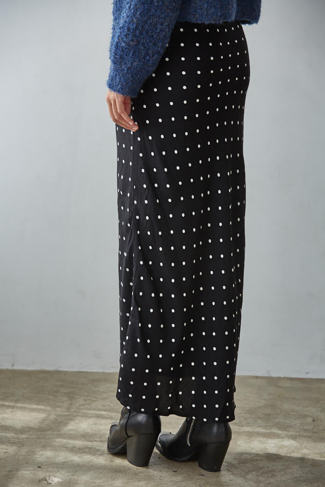 Black & White Dotted Midi Skirt
