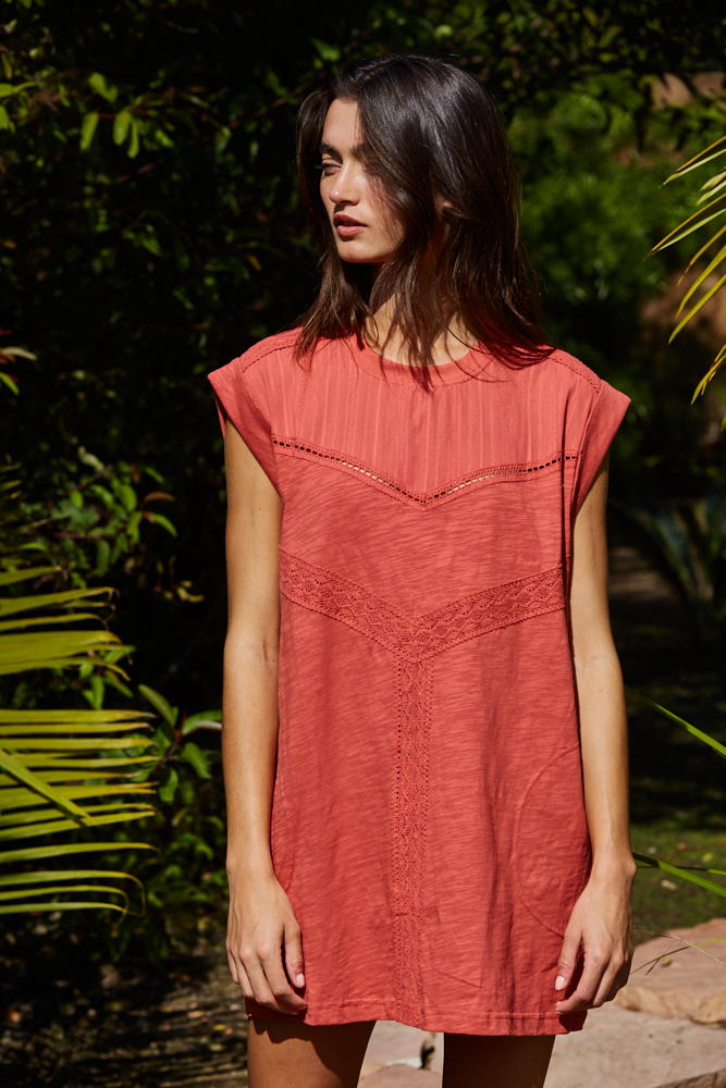 Red Clay Laced Top