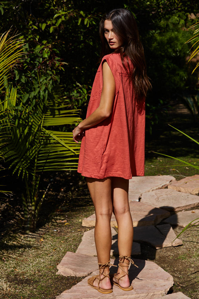 Red Clay Laced Top