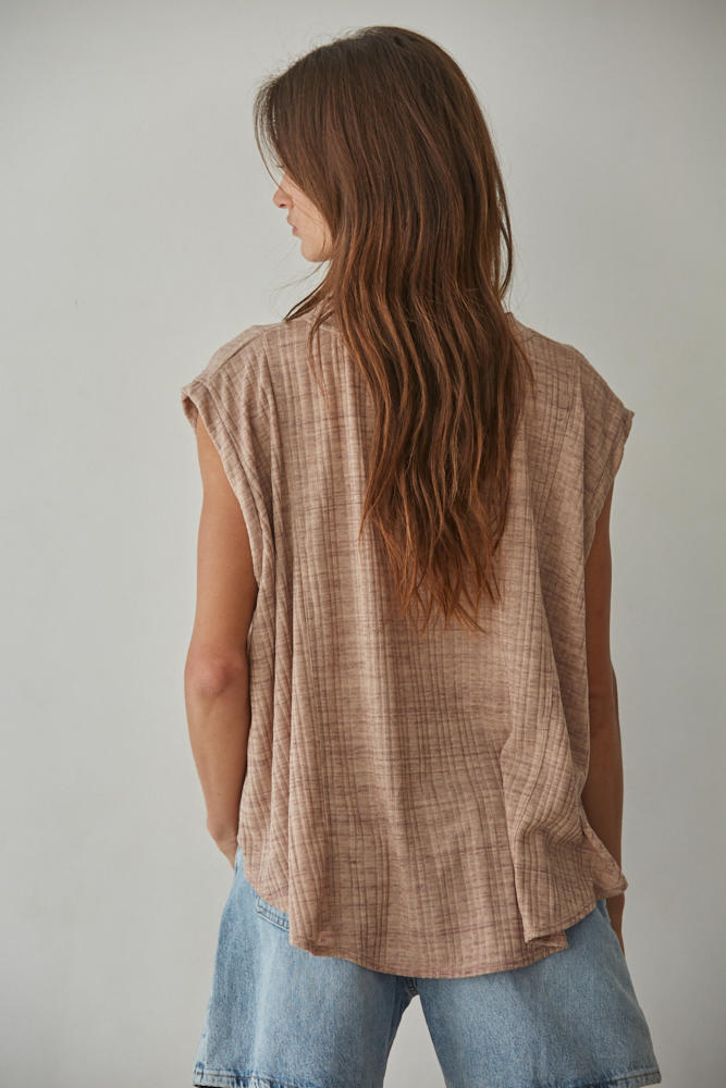 Light Brown High-Low Casual Top
