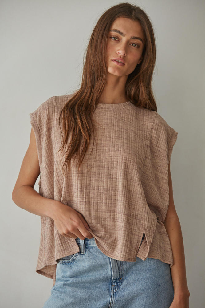 Light Brown High-Low Casual Top