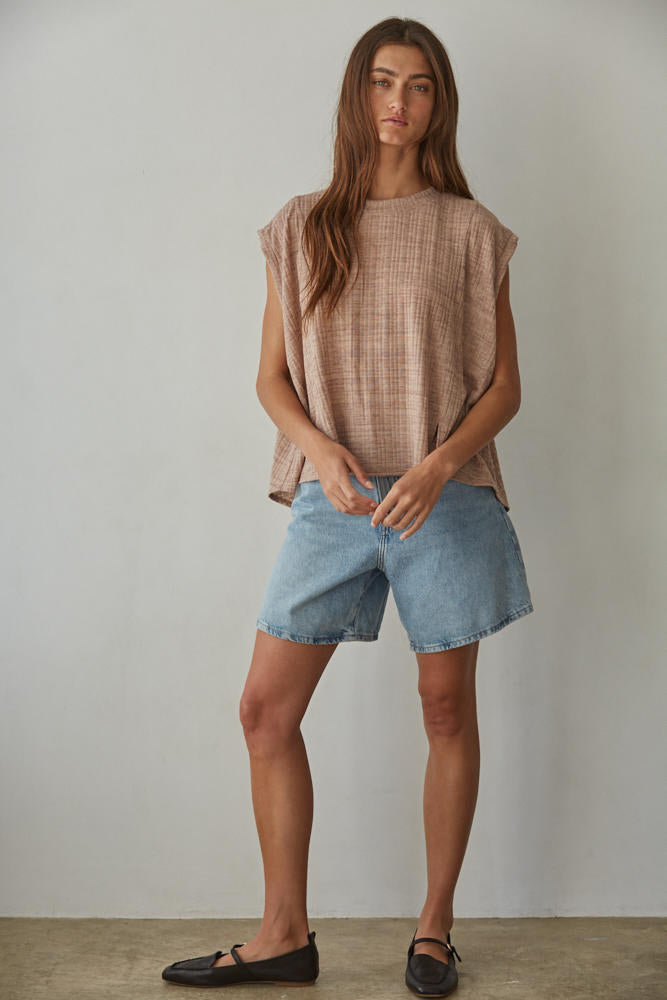 Light Brown High-Low Casual Top