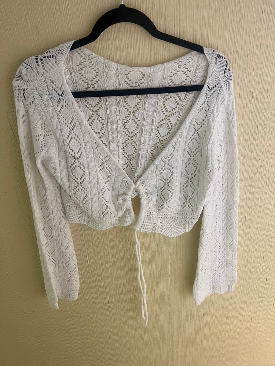 White Crochet Knit Top