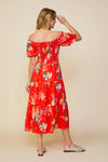 Hawaiian Print off Shoulder Midi Dress