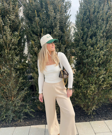 Cream Wide-Leg Pants