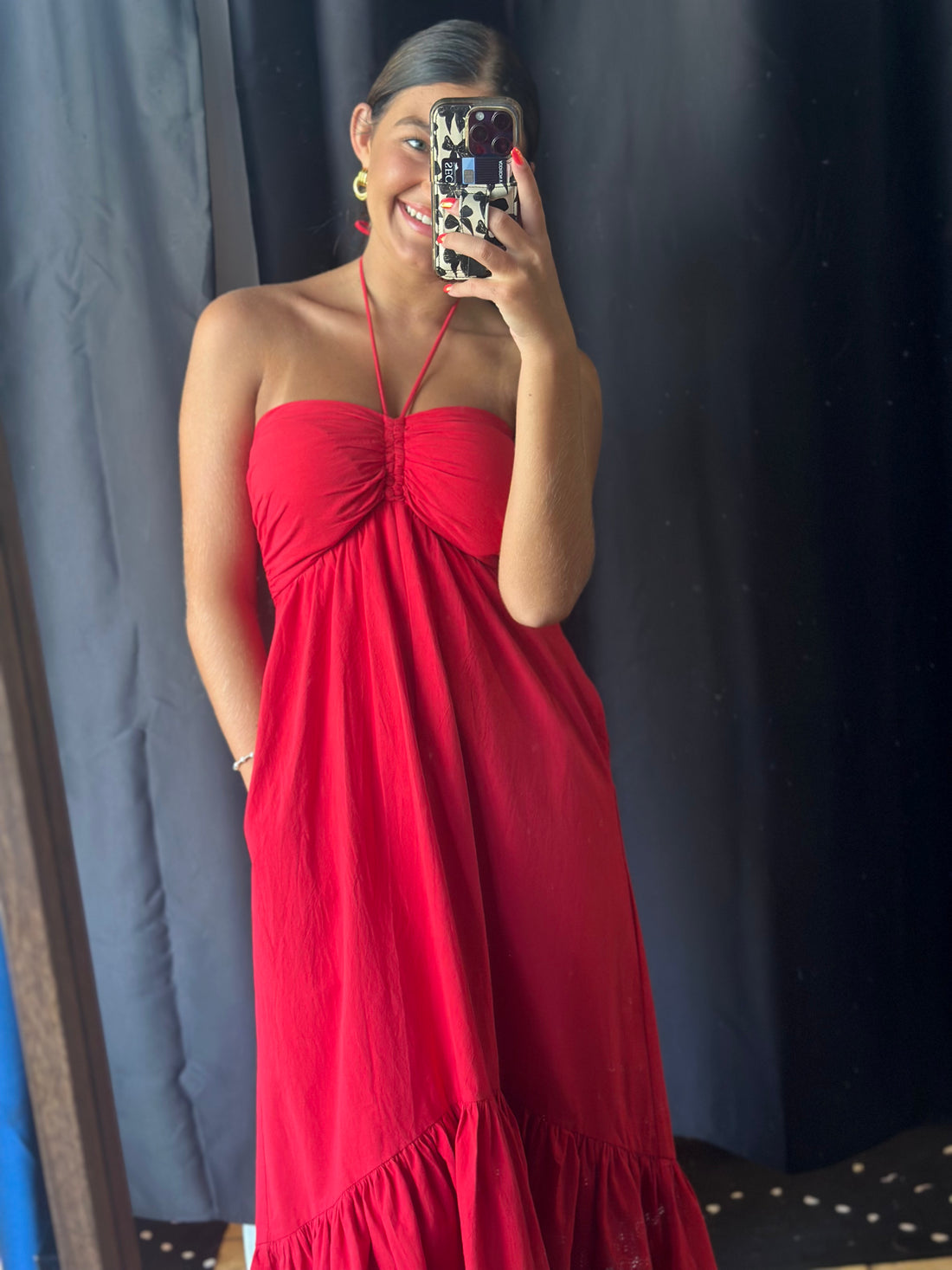 Ruby Red Halter Neck Midi