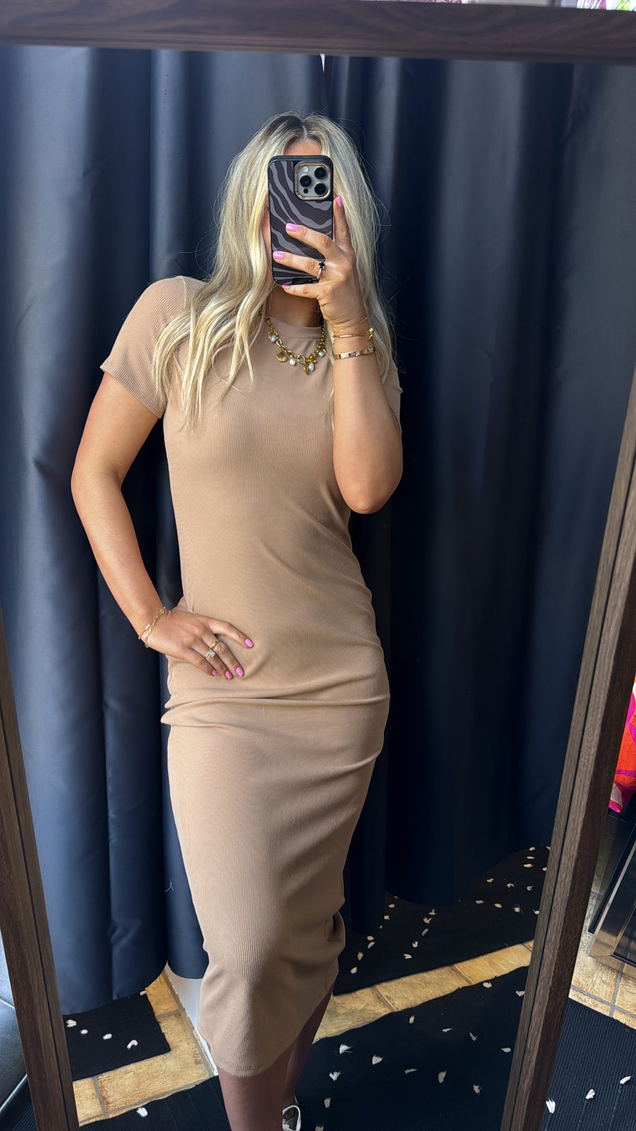 Tan Ribbed Dress