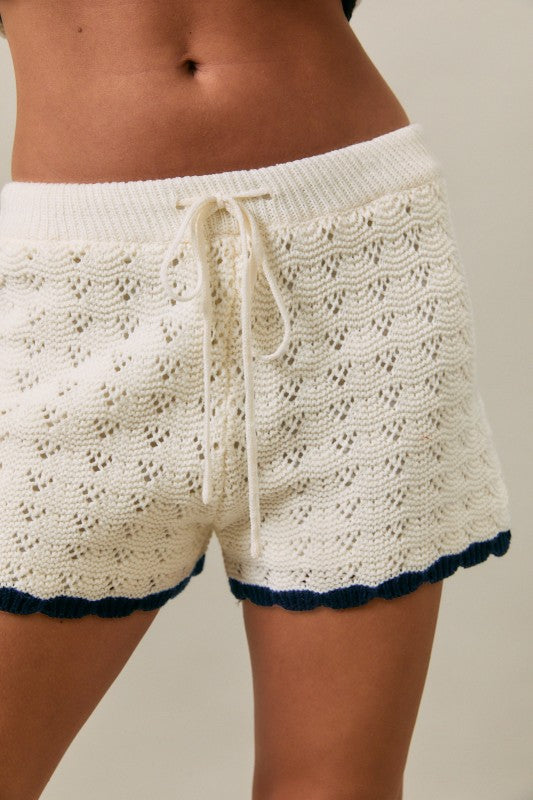 Navy Lined Knit Set (shorts)