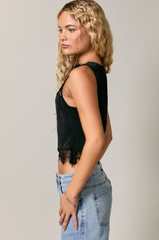 Silk Black Lace Top