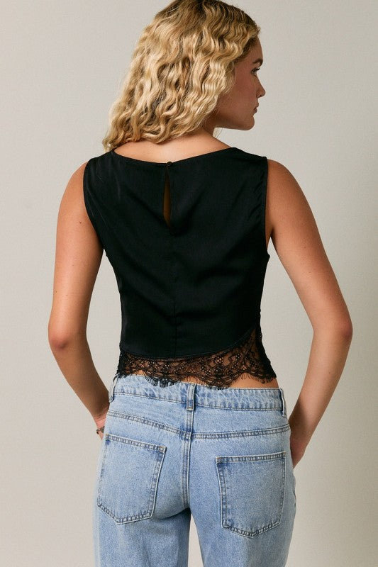 Silk Black Lace Top