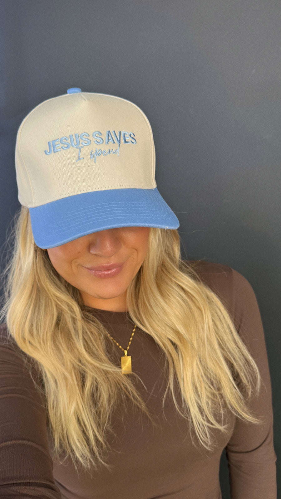 'Jesus Saves, I spend' Trucker Hat