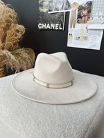 Ivory Suede Hat with band detail