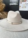 Ivory Suede Hat with band detail