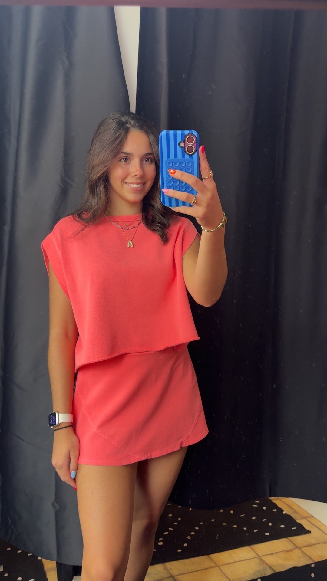 Coral Open Back Top