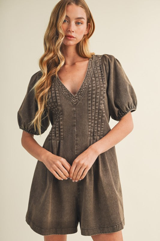 Espresso Pleaded Romper