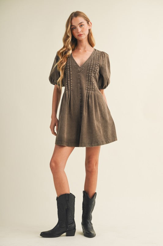 Espresso Pleaded Romper