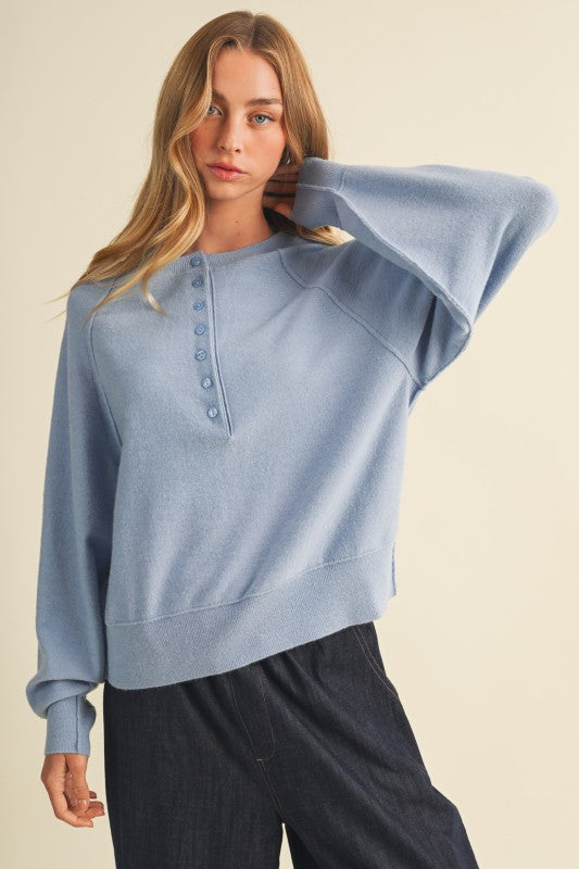 Carolina Blue Button Sweater