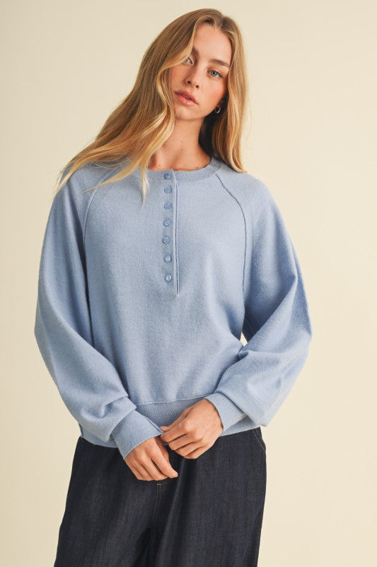 Carolina Blue Button Sweater