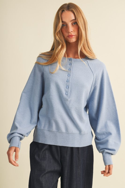 Carolina Blue Button Sweater