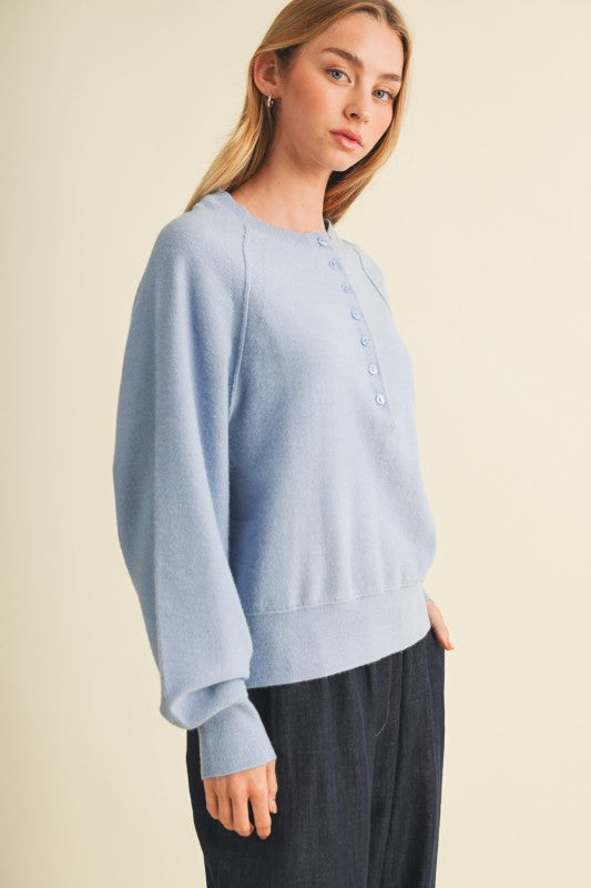 Carolina Blue Button Sweater