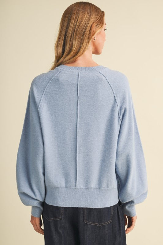 Carolina Blue Button Sweater
