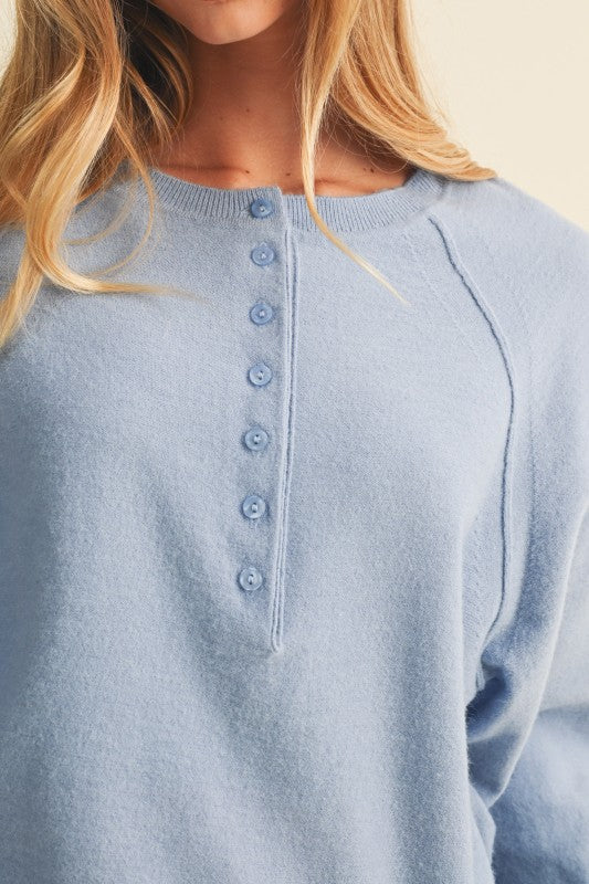 Carolina Blue Button Sweater