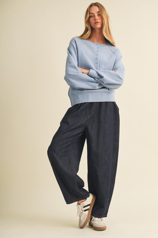 Carolina Blue Button Sweater