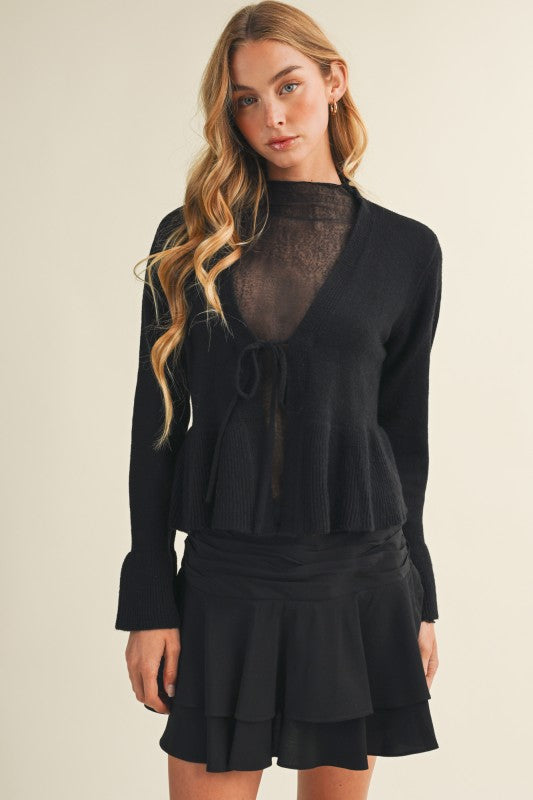 Black Bell Sleeve Top
