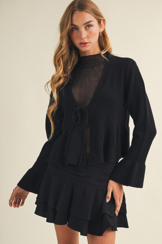 Black Bell Sleeve Top