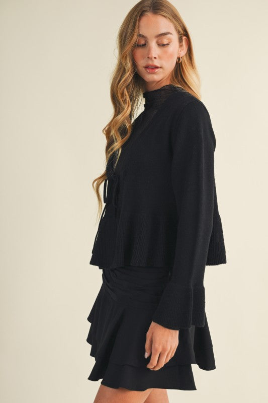 Black Bell Sleeve Top
