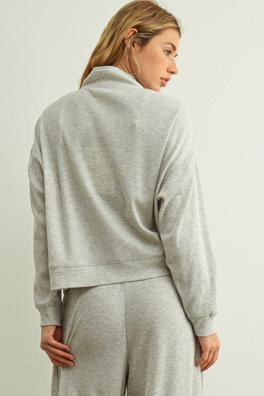 Grey Waffle Zip Up
