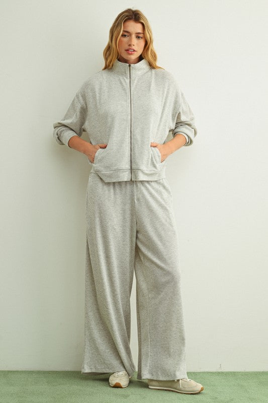 Grey Waffle Zip Up