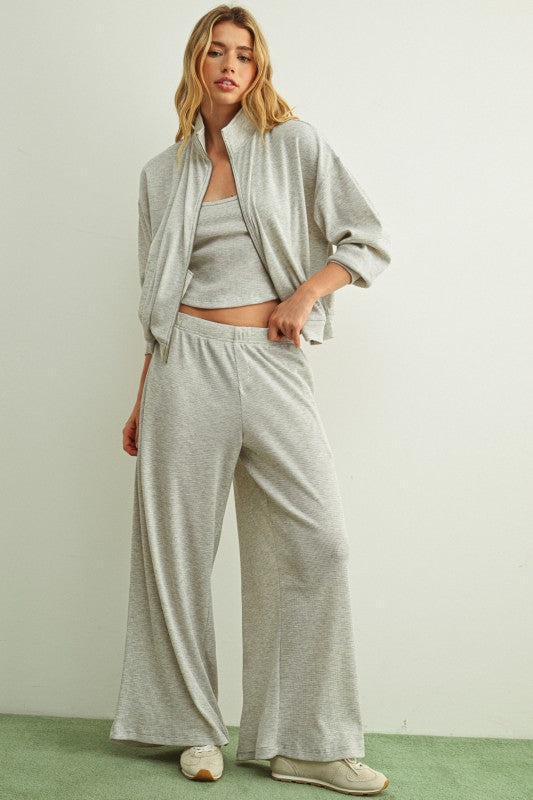 Grey Waffle Zip Up