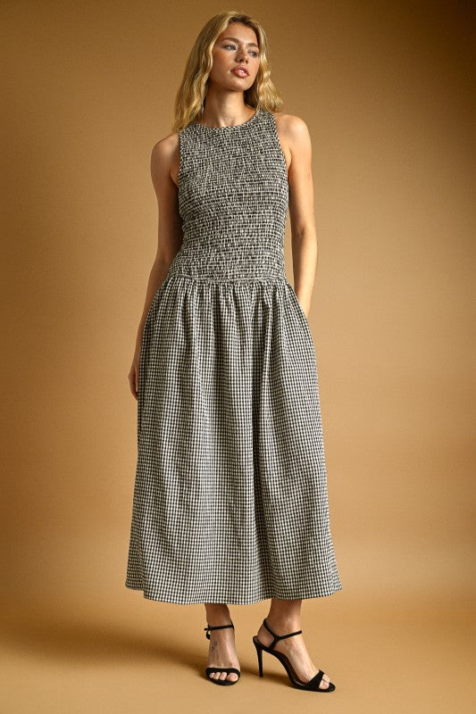 Fall Gingham Midi Dress
