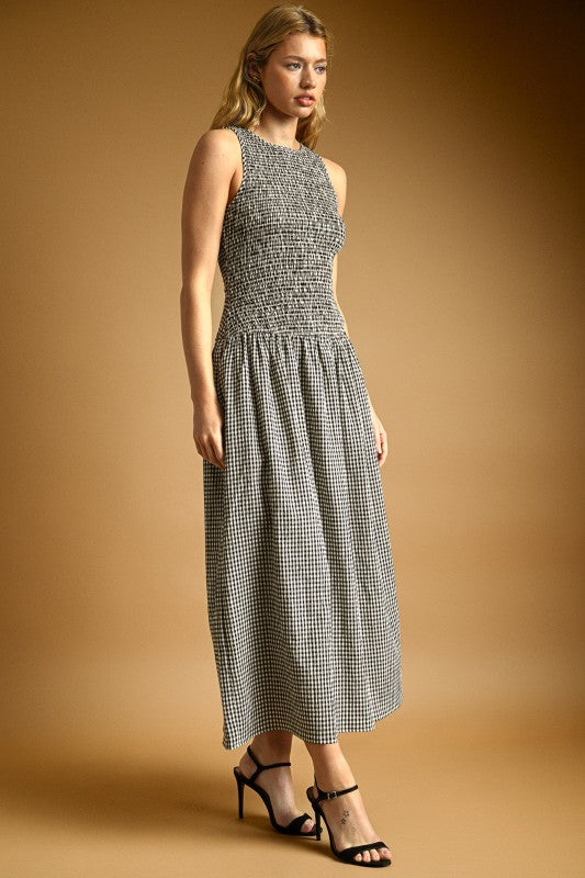 Fall Gingham Midi Dress