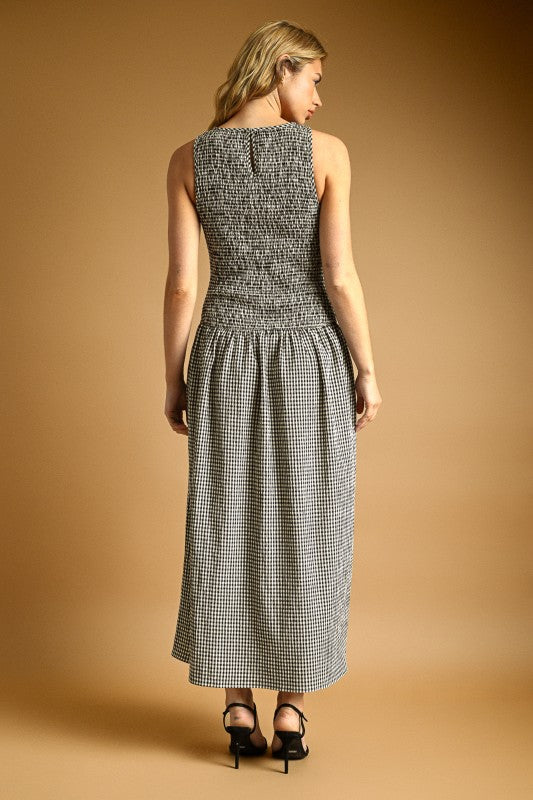 Fall Gingham Midi Dress