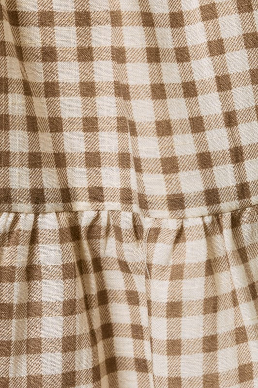 Brown Gingham Mini Dress