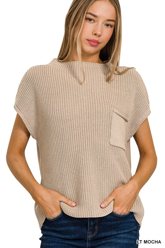 Mock Neck Sweater - tan