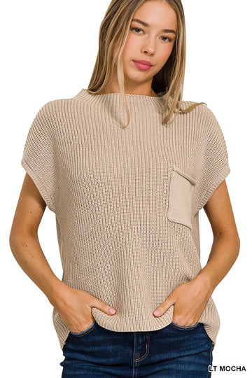 Mock Neck Sweater - tan
