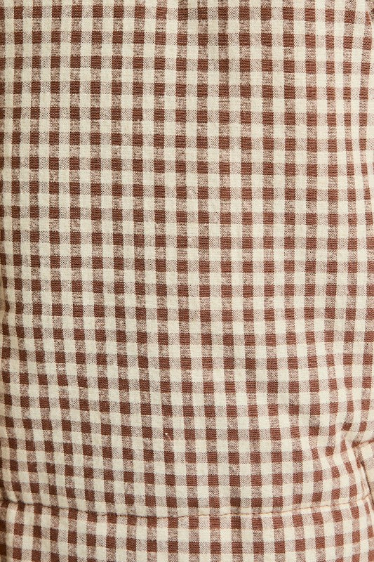 Gingham Brown and Cream Puffer Jacket