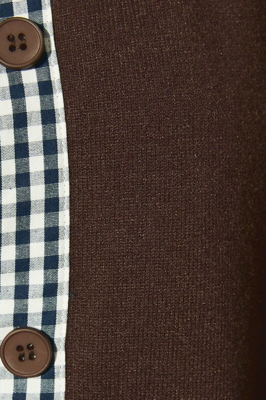 Gingham Trim Cardigan