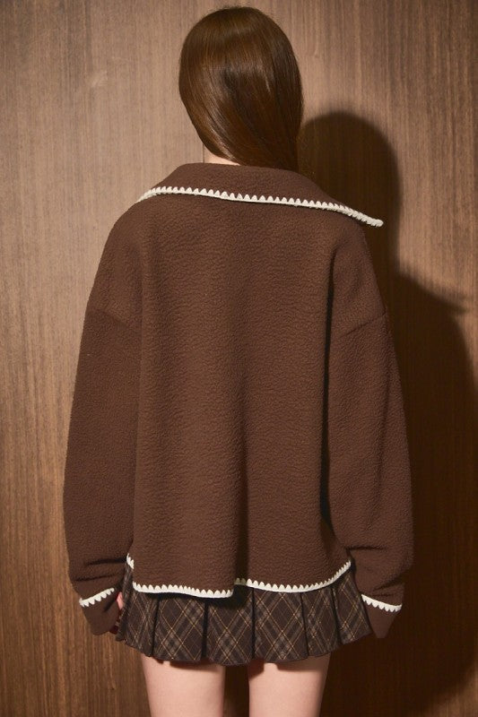 Brown Fleece with White Detail