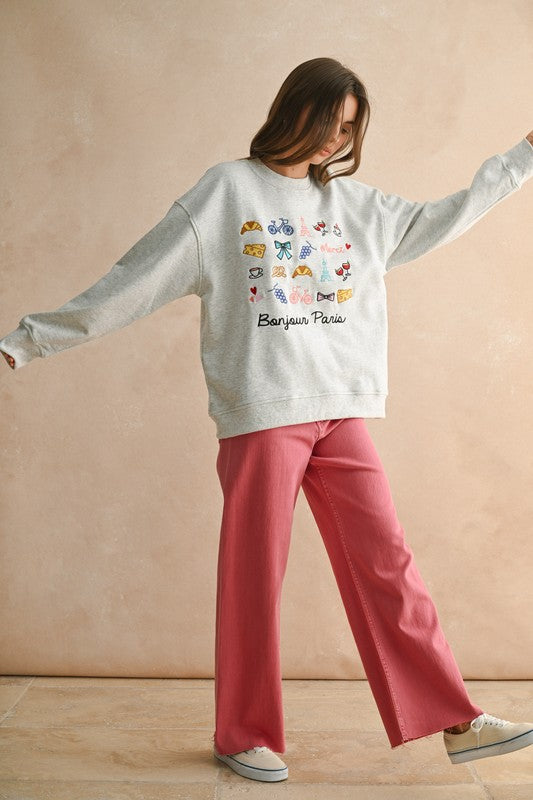 Bonjour Embroidered Sweatshirt