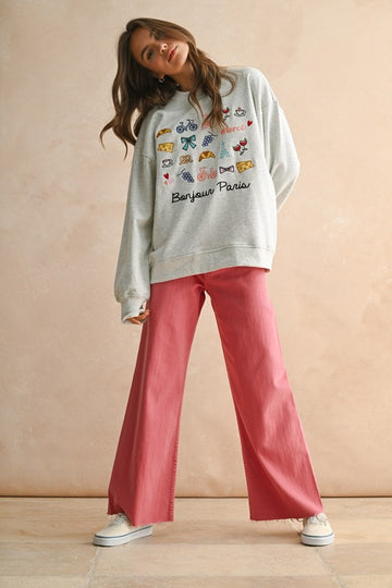 Bonjour Embroidered Sweatshirt