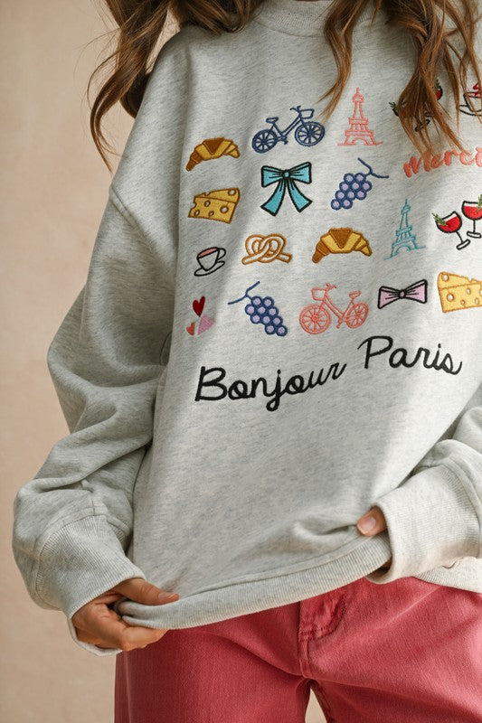 Bonjour Embroidered Sweatshirt