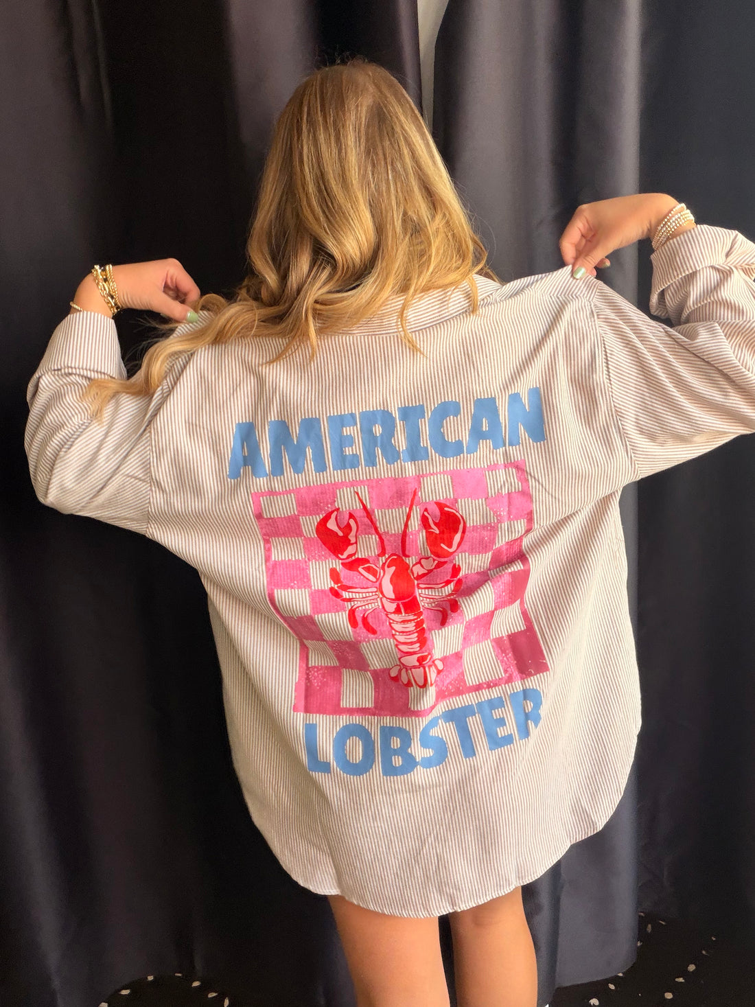 Lobster Pinstriped Button Down