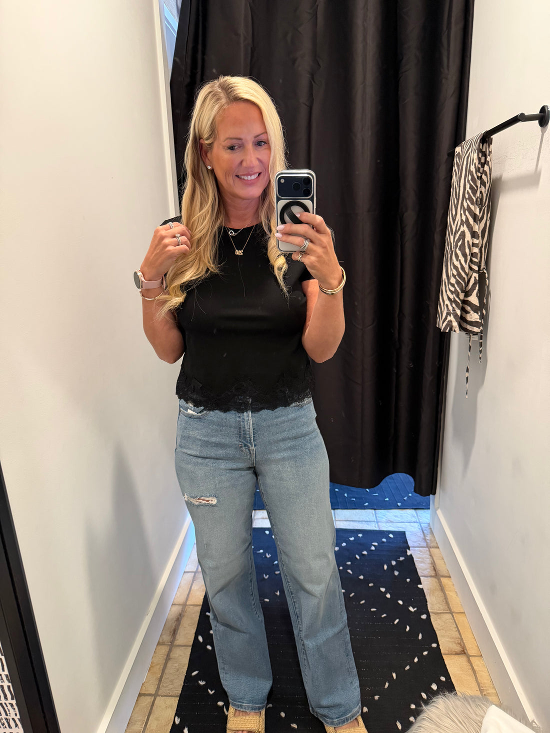 Lace Trim Top - Black